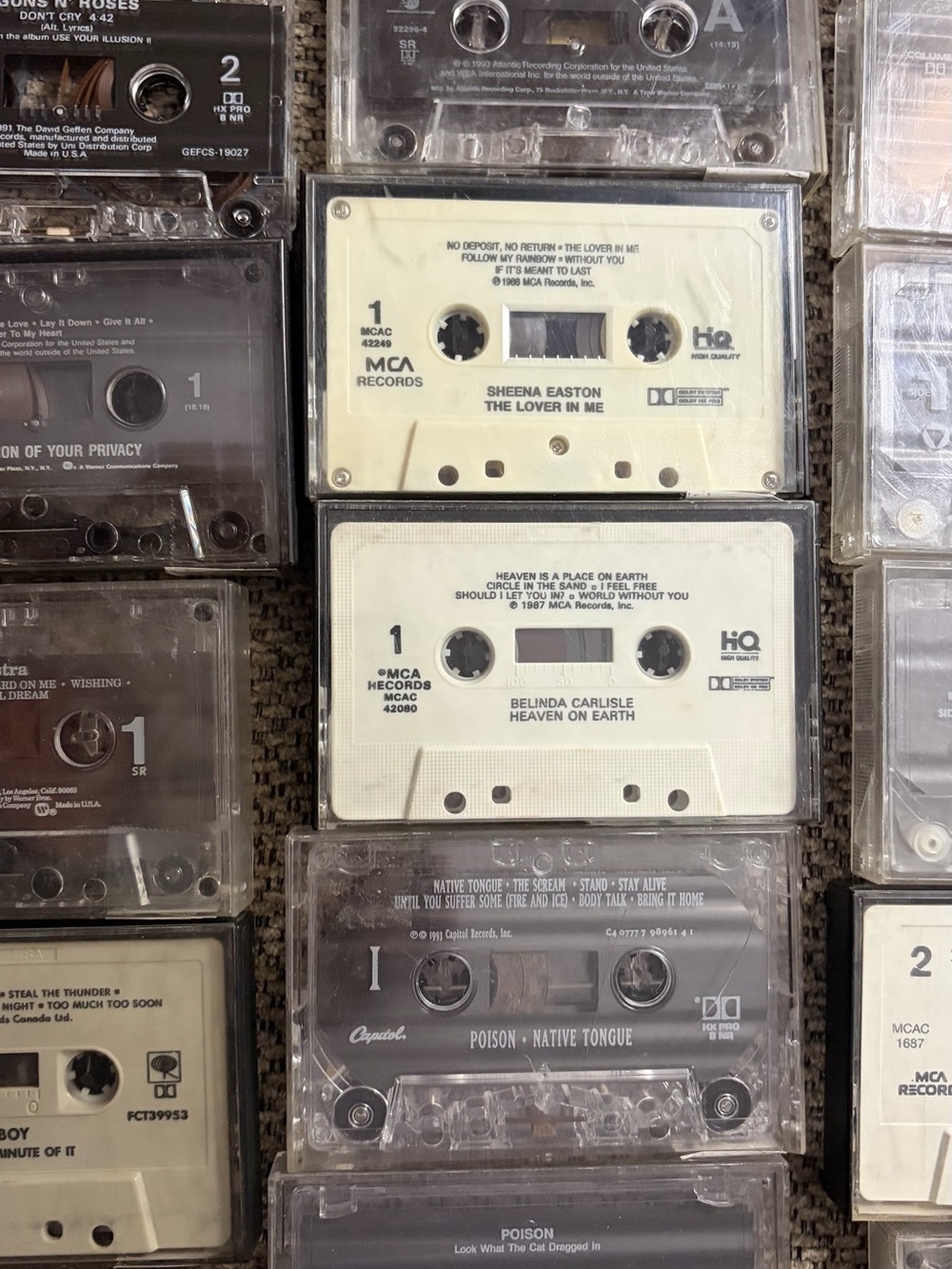 Vintage Clear Plastic Cassette Tapes - Assorted Labels